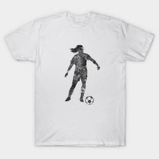 Soccer player girl black and white T-Shirt